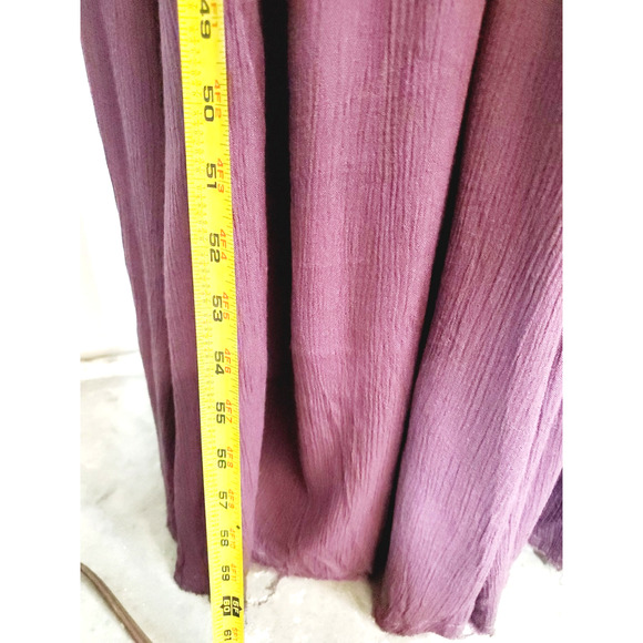 Free People Womens Large Garden Party Maxi Dress Tassels Side Slit Cut-Outs Boho - Picture 10 of 13